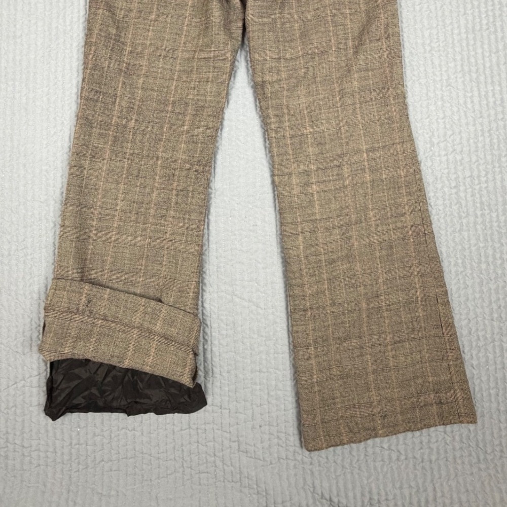Tahari Women Brown Plaid Virgin Wool Blend Wide Leg Dress Pants Size 12 - Picture 5 of 9